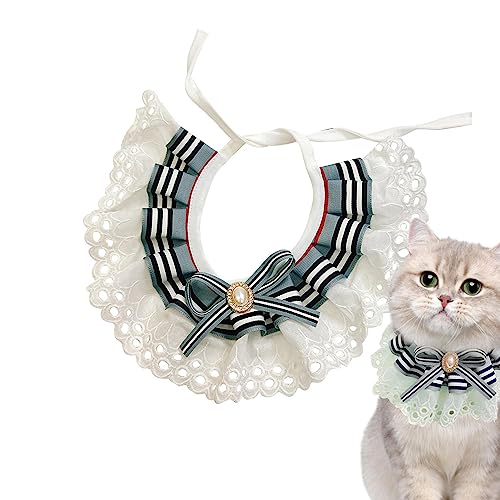Povanjer Halsband mit Katzenschleife, Spitzen-Hundehalsband mit Schleife für Welpen, Sicherheits-Katzenhalsbänder für Mädchen, bequeme Artikel für Haustiere aus Polyester für von Povanjer