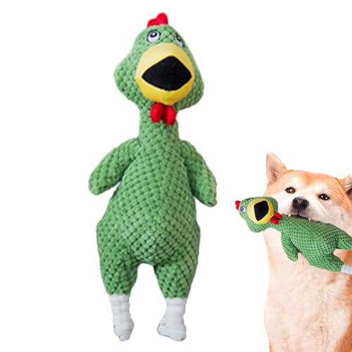 Povanjer Hühnerspielzeug für Hunde,Hühner-Hundespielzeug mit Quietscher | Süßes Kauspielzeug für Hunde,Lustiges süßes Cartoon-schreiendes Huhn-Welpe, interaktives Kau-Hundespielzeug, Reinigungszähne, von Povanjer