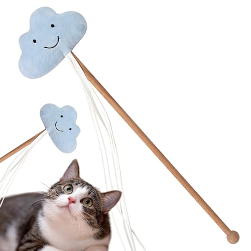 Povanjer Katzenspielzeug, interaktives Spielzeug für Kätzchen, Katzenspielzeug, Stern, Mond, Wolke, Katzenstock zum Jagen, Trainieren, Training gelangweilter Indoor-Katzen Povanjer Katzenspielzeug, interaktives Spielzeug für Kätzchen, Katzenspielzeug, Stern, Mond, Wolke, Katzenstock zum Jagen, Trainieren, Training gelangweilter Indoor-Katzen von Povanjer