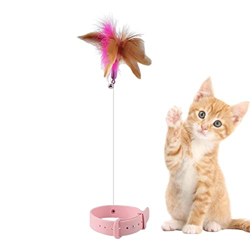Povanjer Lustiger Katzenstock - Neckender Katzenfederstab mit Halsband - Einfach zu verwendendes Mehrzweck-Haustier-Übungsspielzeug für Katzengeschenke im Innenbereich von Povanjer