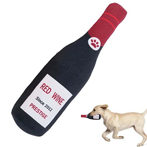 Povanjer Plüschtiere für Haustiere,Red Wine Dog Quietschende Spielzeuge - Hündchenspielzeug, lustiges quietschendes Hundespielzeug, Kauspielzeug für kleine, mittelgroße Hunde und Welpen von Povanjer