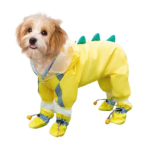 Regenmantel für Hunde, Regenjacke für vierbeinige Hunde mit transparenter Kapuze - Regenponcho für Hunde mit reflektierendem Streifen in der Nacht für große, mittelgroße und von Povanjer