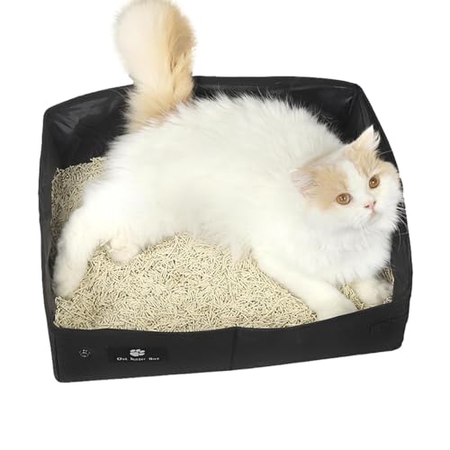 Reise-Katzentoilette – auslaufsichere tragbare Katzentoilette verstaubar, Top Entry Katzentoilette, stabile Katzentoilette für Kätzchen, Reisen im Auto, Hotelaufenthalte Reise-Katzentoilette – auslaufsichere tragbare Katzentoilette verstaubar, Top Entry Katzentoilette, stabile Katzentoilette für Kätzchen, Reisen im Auto, Hotelaufenthalte von Povanjer