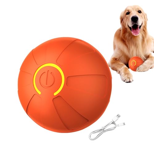 Rotierender Ball für Haustiere, Hüpfball für Hunde, Rollball, automatisch, intelligent, automatisch, abnehmbar, Sprungball, wiederaufladbar, mit von Povanjer