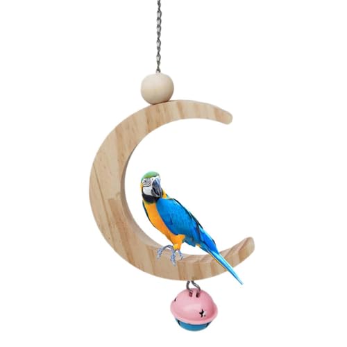 Schaukel aus für Wellensittiche | Vogel Sitzstange Ständer Seil Mond Schaukel Spielzeug zum Aufhängen – Haustier Käfig Hängematte Hängespielzeug Stange für Wellensittiche von Povanjer