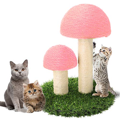 Powerking Katzenkratzbaum, zusammenbaubare Kitty Katze Klauenkratzer Sisal Seil bedeckt weichen glatten Plüsch (Mushroom pink) von powerking