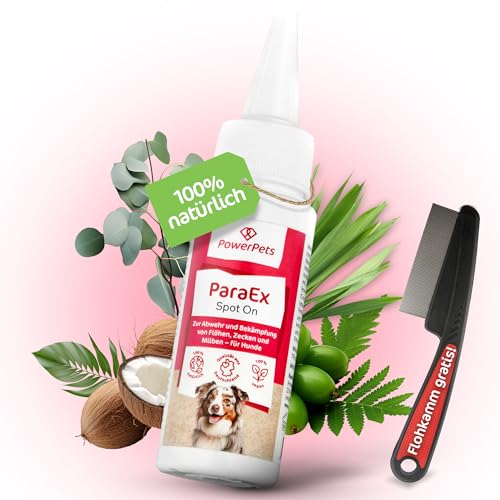 PowerPets - Spot On Zeckenschutz für Hunde inkl. GRATIS Flohkamm, 100% natürlich und effektiv gegen Zecken, Flöhe & Haarlinge, Parasitenkur, 40ml Tropfen gegen Zecken halten für die ganze Saison PowerPets - Spot On Zeckenschutz für Hunde inkl. GRATIS Flohkamm, 100% natürlich und effektiv gegen Zecken, Flöhe & Haarlinge, Parasitenkur, 40ml Tropfen gegen Zecken halten für die ganze Saison von PowerPets