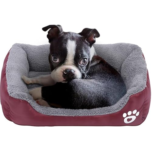 powerking Hundebett, wasserdichtes Haustier Mat Pad und Schlafkissen für Kitty Katze und kleine Hündchen, weich und waschbar （rot） von powerking