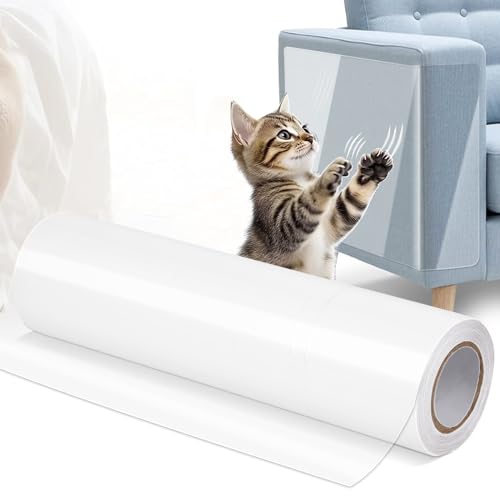 Katzen Kratzschutz Folie, Kratzschutz für Katzen, Selbstklebend Kratzschutzfolie Transparent, Kratzfolie Anti Kratz Tape für Möbel Couch Sofa Wand Tür Schutz(20 cm x 5 m) von Powmag