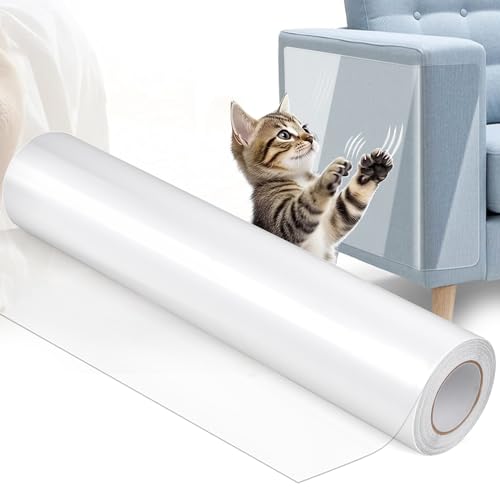 Katzen Kratzschutz Folie, Kratzschutz für Katzen, Selbstklebend Kratzschutzfolie Transparent, Kratzfolie Anti Kratz Tape für Möbel Couch Sofa Wand Tür Schutz(30 cm x 5 m) von Powmag