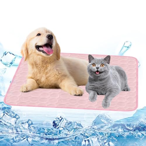 Kühlmatte für Hunde, Kühldecke Hund 67x55cm, Hundematten Sommer Kühlkissen, Haustier Hundematte für Zuhause Unterwegs Oder im Auto (Rosa-L) von Powmag