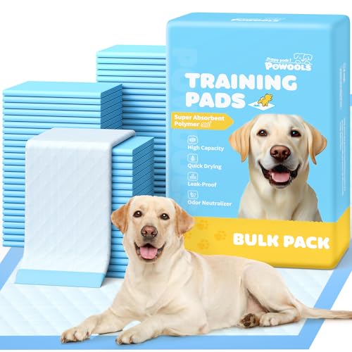 Powools Hundewindeln – Super Saugfähig, rutschfest und Geruchskontrolle, 100 Stück für Drinnen, Ideal für Welpen und ältere Hunde, 81 × 66 cm von Powools