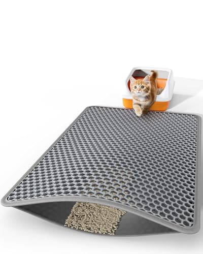 Powools Katzenklo Matte – 116,8 x 88,9 cm Katzentoilettenmatte mit doppelten Schichten, urinfeste und rutschfeste Katzentoilettenfangmatte, leicht zu reinigende Katzentoilettenmatten für Boden, von Powools