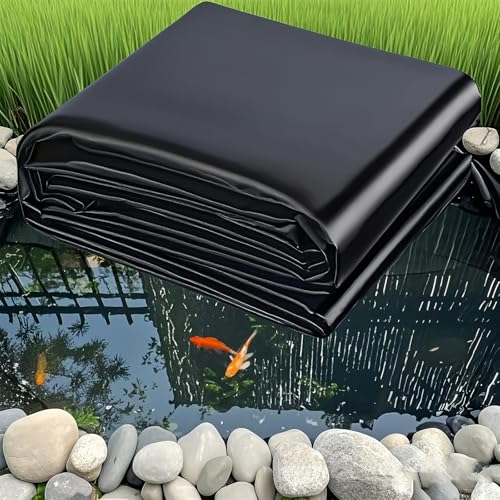 Poxvythb Profi-Teichfolie 9m x 9m (0,2mm) wasserdichte Koiteich-Abdichtung | Schwarze HDPE-Folie für Außenbereiche mit Faltfunktion bei unregelmäßigen Formen von Poxvythb