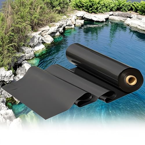 Poxvythb Profi-Teichfolie 9m x 9m (0,2mm) wasserdichte Koiteich-Abdichtung | Schwarze HDPE-Folie für Außenbereiche mit Faltfunktion bei unregelmäßigen Formen von Poxvythb