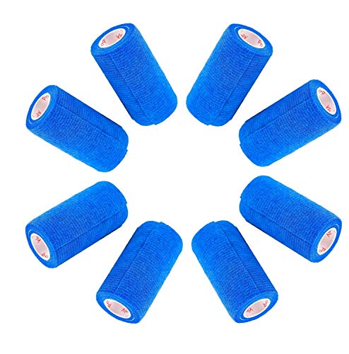3 Inch Vet Wrap Tape Bulk (Blue) (Pack of 6) Self Adhesive Adherent Adhering Flex Bandage Rap Grip Roll for Dog Cat Pet Horse von Prairie Horse Supply