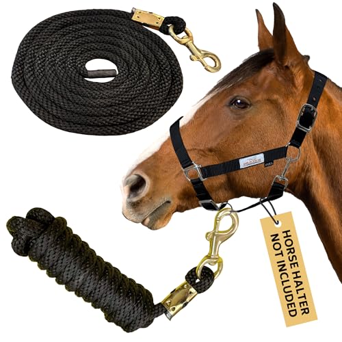 3 m lange Poly-Führleine mit Messingschnappverschluss, Schwarz 3 m lange Poly-Führleine mit Messingschnappverschluss, Schwarz von Prairie Horse Supply