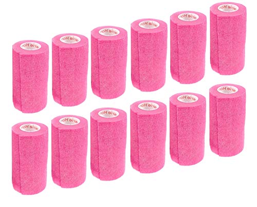 7,6 cm Vet Wrap Tape Bulk (Neon Pink) (12 Stück) Selbstklebend haftend Flex Bandage Grip Rolle für Hund Katze Haustier Pferd von Prairie Horse Supply