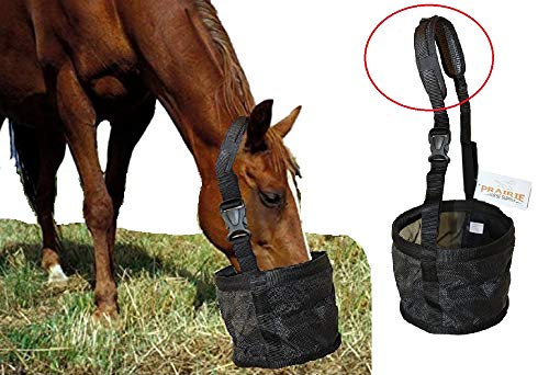 Futtertasche für Pferde mit Komfort-Nackenpolster, strapazierfähiges Leinen-Getreidefutter, klein, mittel oder groß (Pony) von Prairie Horse Supply