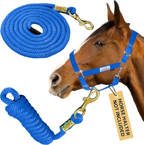 Prairie Horse Supply 3,0m Poly Führstrick mit Messing Schnappverschluss Blau - Pferdeleinleine, Polypropylen-Leine Schwerlastseil, weiches Seil, Trainingsleine Pferd - Ideal für Reitsport von Prairie Horse Supply