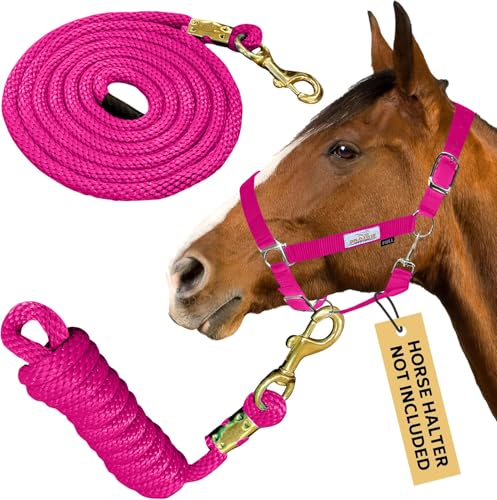 Prairie Horse Supply 3,0m Poly Führstrick mit Messing Schnappverschluss Rosa - Pferdeleinleine, Polypropylen-Leine Schwerlastseil, weiches Seil, Trainingsleine Pferd - Ideal für Reitsport von Prairie Horse Supply