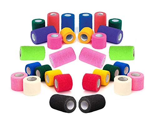 VET Wrap Tape Bulk, selbst den Rap Tape, selbst haftende Stick Bandage, selbst Grip Rolle – sortiert Farben und Camo Camouflage 5,1 cm 7,6 cm oder 10,2 cm Zoll Breite x 15 "Füße lang – 6, 9, 12, 18, oder 24 Rollen von Prairie Horse Supply