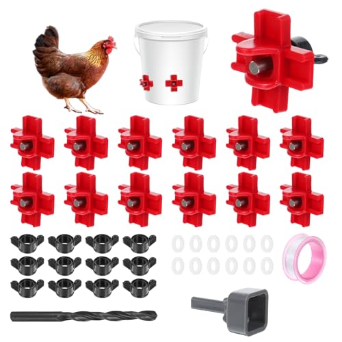 Horizontale Hühner-Bewässerungsnippel, automatisches Geflügel-Bewässerungssystem mit Bohrern, ABS-Kunststoff und Edelstahl, Bewässerungs-Set für Hühner, Enten, Wachtelstall, 12 Stück Horizontale Hühner-Bewässerungsnippel, automatisches Geflügel-Bewässerungssystem mit Bohrern, ABS-Kunststoff und Edelstahl, Bewässerungs-Set für Hühner, Enten, Wachtelstall, 12 Stück von Prasacco