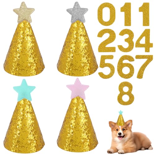 Prasacco 4 Stück Geburtstagshut für Hunde, Haustier Geburtstagshut Party Dekorationen für Haustiere Stirnband mit Digitaler Aufkleber Wiederverwendbare Kopfbedeckung Party Zubehör für Katzen Hunde Prasacco 4 Stück Geburtstagshut für Hunde, Haustier Geburtstagshut Party Dekorationen für Haustiere Stirnband mit Digitaler Aufkleber Wiederverwendbare Kopfbedeckung Party Zubehör für Katzen Hunde von Prasacco