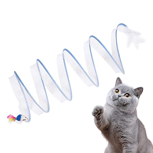 Haustier-Katzentunnelröhre - S-förmiges Katzentunnel-Federfederspielzeug - Lustiges zusammenklappbares Katzentunnelrohr für Haustiere, Katzentunnelrohrspielzeugfeder, von Pratvider