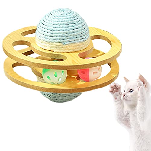 Interaktiver Katzenspielzeugball | Planet Shape Cat Paly Spielzeug | Kratzspielzeug für Katzen, natürliches Sisalseil, Katzenkratzball, Kratzspielzeug mit Ball für Katzen von Pratvider
