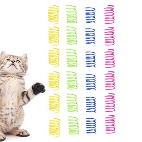 Katzenfedern | 24 Stück Katze Bunte Federn Spielzeug - & langlebige Federspulen Locken Katzen zum Schlagen, Beißen, Jagen, interaktives Spielzeug für Katzen und Kätzchen von Pratvider