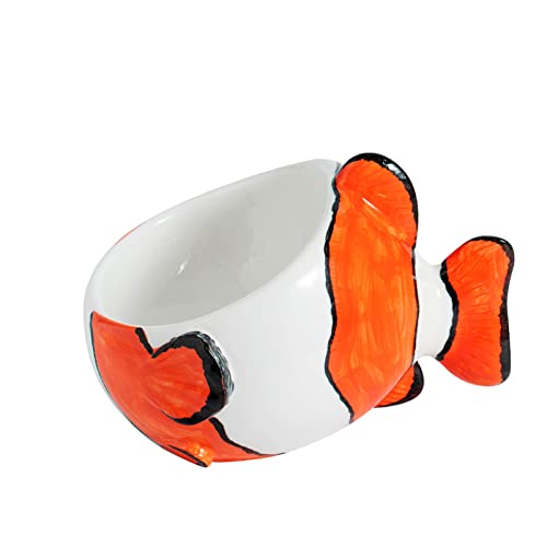 Keramik-Hundenäpfe,Niedliche Müslischalen aus Keramik mit 3D-Clownfischen - Keramik-Dekor, dekorative Schüssel für Haustier, Café, Esszimmer Pratvider von Pratvider