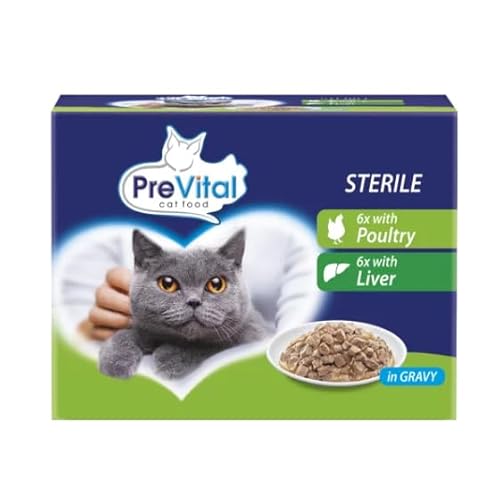 PreVital Sterilisiertes Katzenfutter, 12 Beutel in Sauce, 6 Geflügel und 6 Leber PreVital Sterilisiertes Katzenfutter, 12 Beutel in Sauce, 6 Geflügel und 6 Leber von PreVital