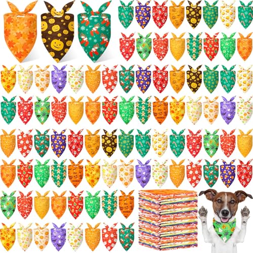 Preboun 200 Stück Herbst-Hundehalstücher für Hunde mit Ahornblättern, Kürbis, Weihnachtsmann-Muster, Dreieckstuch für Haustiere, Herbst, Halloween, Weihnachten, Kostümzubehör Preboun 200 Stück Herbst-Hundehalstücher für Hunde mit Ahornblättern, Kürbis, Weihnachtsmann-Muster, Dreieckstuch für Haustiere, Herbst, Halloween, Weihnachten, Kostümzubehör von Preboun