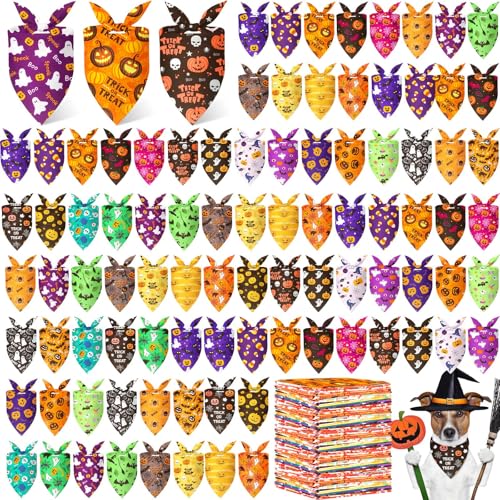 Preboun Halloween-Hundehalstücher für Hunde, Dreieckstuch, Halstücher für Hunde, Kürbis-Geist, Dreieck, Halstuch, Lätzchen für kleine, mittelgroße und große Halloween-Kostüme, 200 Stück Preboun Halloween-Hundehalstücher für Hunde, Dreieckstuch, Halstücher für Hunde, Kürbis-Geist, Dreieck, Halstuch, Lätzchen für kleine, mittelgroße und große Halloween-Kostüme, 200 Stück von Preboun