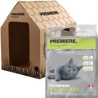PREMIERE Excellent Zitronengras Klumpstreu 12 kg + Gratis Katzenhau von Premiere