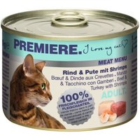 PREMIERE Meat Menu Adult Rind mit Pute & Shrimps 12x200 g von Premiere