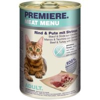 PREMIERE Meat Menu Adult Rind mit Pute & Shrimps 24x400 g von Premiere