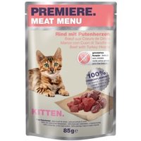PREMIERE Meat Menu Kitten mit Rind und Putenherzen 12x85 g von Premiere