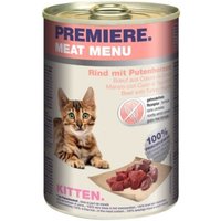 PREMIERE Meat Menu Kitten Rind und Putenherzen 6x400 g von Premiere