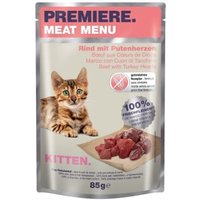 PREMIERE Meat Menu Kitten mit Rind & Putenherzen 48x85 g von Premiere
