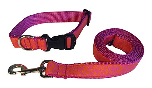 Preston Hundehalsband und Leine, Orange/Himbeerrot/Korallenrot, Large, Orange, Raspberry von Preston Inc