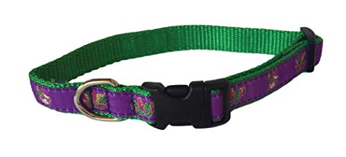 Preston Mardi Gras Hundehalsband, violettes Band auf grünem Nylon-Gurtband, Größe XS von Preston Inc