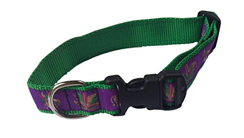 Preston Mardi Gras Hundehalsband, violettes Band auf grünem Nylongewebe, Größe XL von Preston Inc