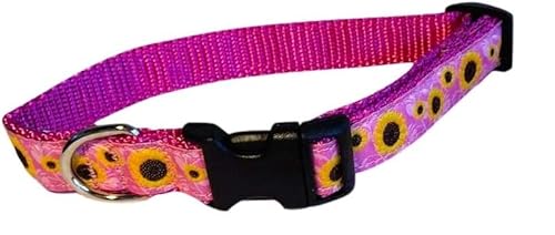 Preston Strapazierfähiges, verstellbares Sonnenblumen-Hundehalsband, bunte Sonnenblumen-Halsbänder in verschiedenen Größen für Hunde von XL bis XS (kleines Halsband 1,9 cm breit) von Preston