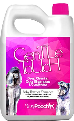Pretty Pooch® Gentle Touch Shampoo und Conditioner für Hunde, ein nicht juckendes, professionelles Tiefenreinigungsshampoo für Hunde mit empfindlicher Haut (2 l, Babypuderduft) von Pretty Pooch