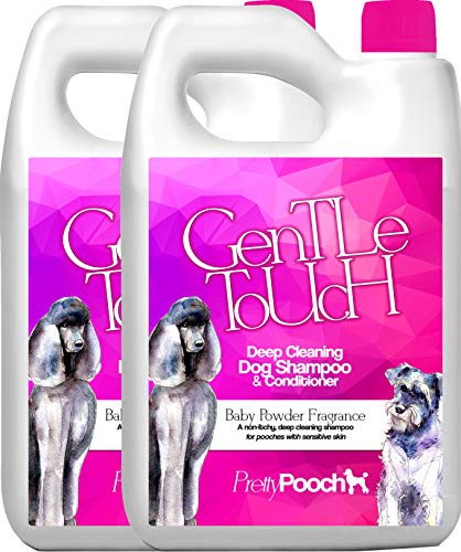 Pretty Pooch® Gentle Touch Shampoo und Conditioner für Hunde, ein nicht juckendes, professionelles Tiefenreinigungsshampoo für Hunde mit empfindlicher Haut (4 l, Babypuderduft) von Pretty Pooch