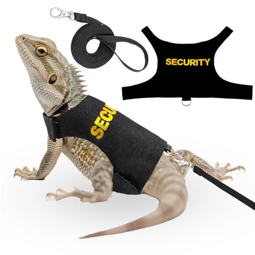 Bartdrachen-Geschirr und Leine, Sicherheits-Stil, ausbruchsicher, verstellbar, Reptilien-Eidechsen-Weste mit 1,5 m kurzer Leine für Spaziergänge im Freien (Kostümweste-Design) von Pretwad
