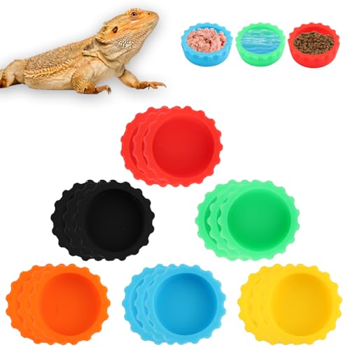 Futter- und Wassernäpfe mit Haube, wiederverwendbare Silikon-Futternäpfe, bunte Gecko-Futternapf, kleine Reptilien-Wassernapf, Gecko-Tank-Zubehör für Schildkröten, kleine Haustiere und Krabben, 18 Futter- und Wassernäpfe mit Haube, wiederverwendbare Silikon-Futternäpfe, bunte Gecko-Futternapf, kleine Reptilien-Wassernapf, Gecko-Tank-Zubehör für Schildkröten, kleine Haustiere und Krabben, 18 von Pretwad