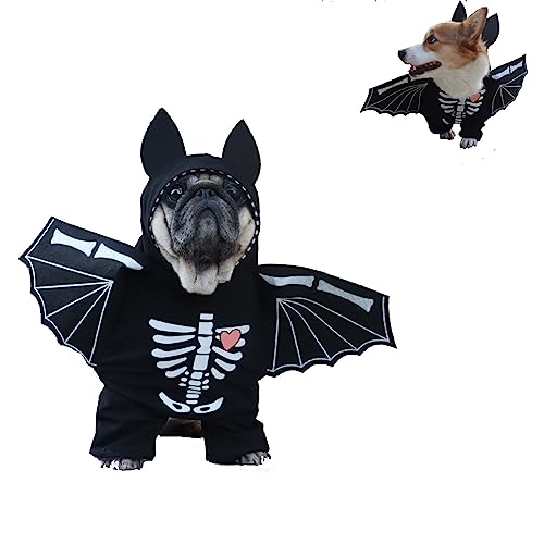 Halloween-Kostüm für kleine Hunde, fliegende Fledermaus-Form, Kleidung für Welpen, Katzen, Party, Verkleiden (schwarz, Haustiergewicht 2–3,5 kg) von Prevently